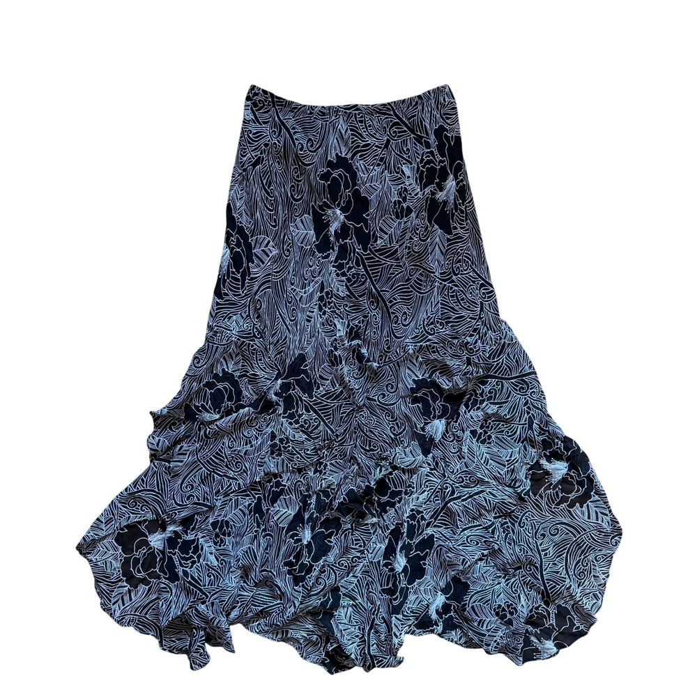 Y2K Paradise Outfitters Boho Floral Tiered Handkerchief Maxi Skirt Whimsigoth